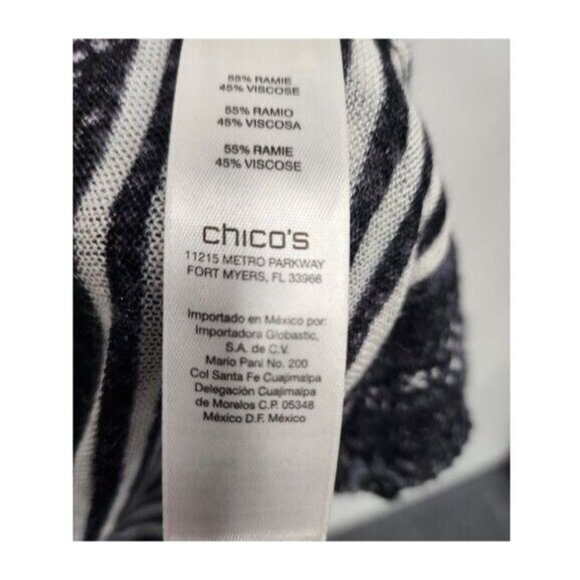 Chicos Womens Lightweight Duster Cardigan Medium Black Gray Striped Open Casual - Picture 3 of 8